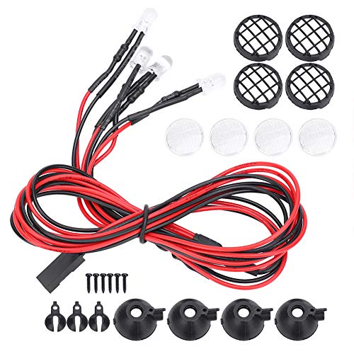 Yctze Universel avec Abat-jour TRXAAXS/TRX4/SCX10/D90 1/10 RC Crawler Car – Haute luminosité 4LED, Caoutchouc et Plastique, Disponible en Rond et en...