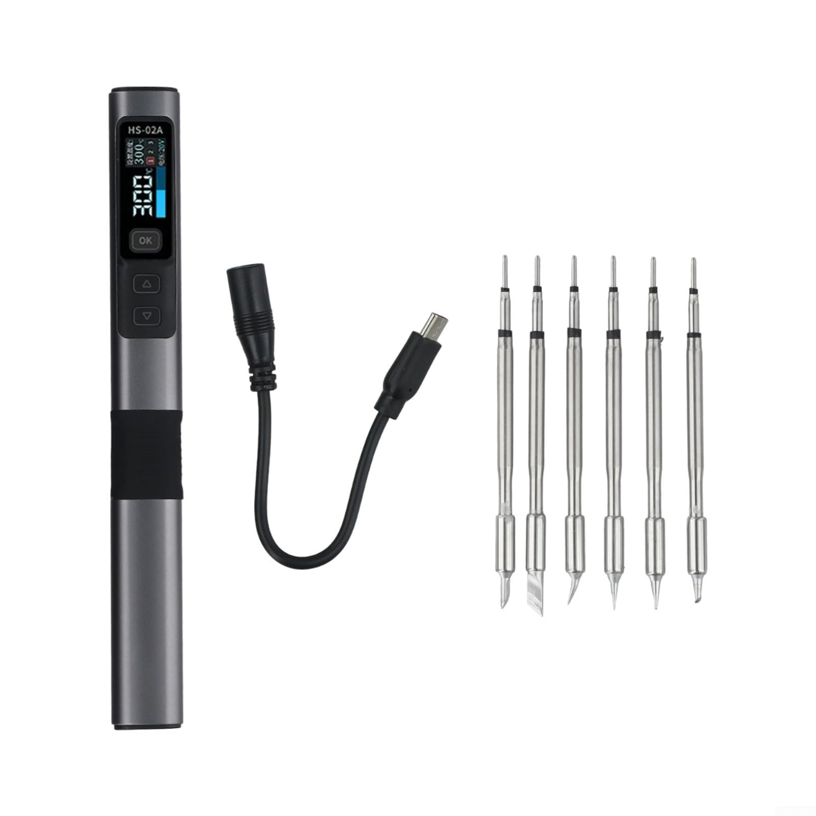 Set di stazione di saldatura intelligente HS02A con ricarica rapida PD da 100 W, controllo costante della temperatura, display a colori da 0,96 pollici, protezione ESD e 6 punte per riparazione