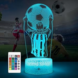 Soccer Lamp 16 Colors Soccer Player Night Light Boys Room Decor Lamp with Touch & Remote Control Birthday Decoration Gift Creative Gifts for Soccer Fans Kids Teens Men (Soccer Night Light)