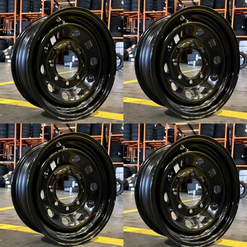 4PCS 16x6 Trailer Wheels 8 Lug 8x6.5 Black Modular Rim Steel 16 Inch Trailer Wheel 16x6K
