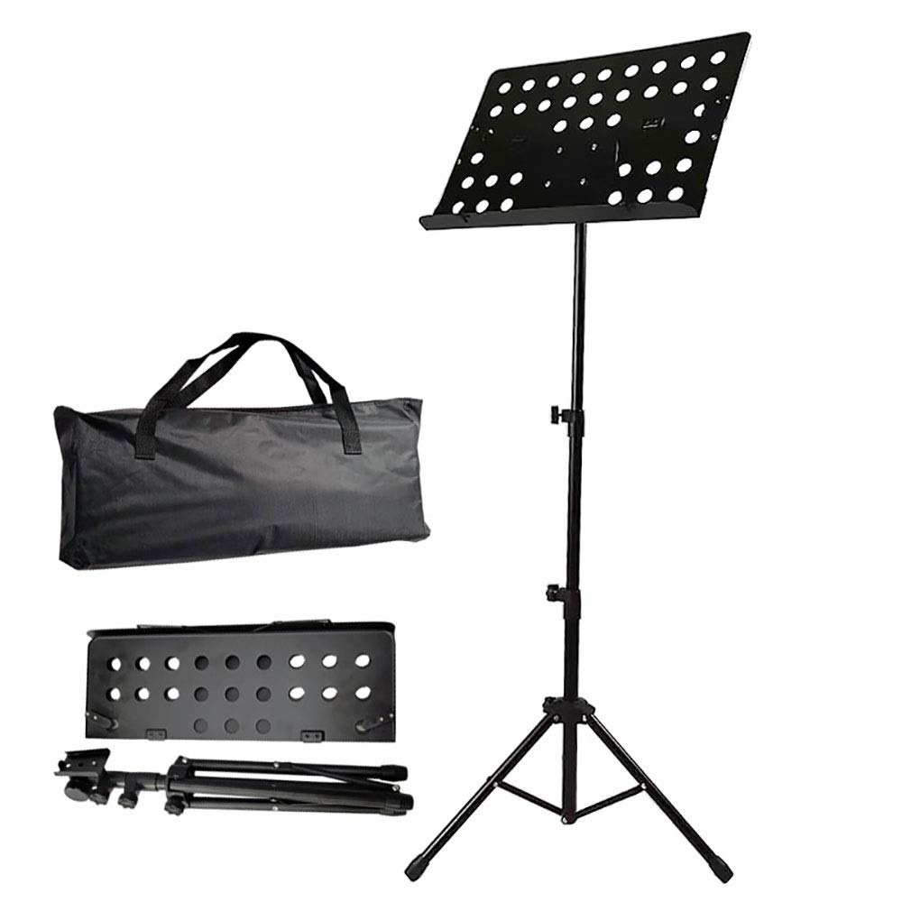 Tragbarer Notenständer für Schulorchester und Chöre, leicht, robust und kompakt zur Aufbewahrung, höhenverstellbar, Notenständer, Schwarz, 50 x 145 cm