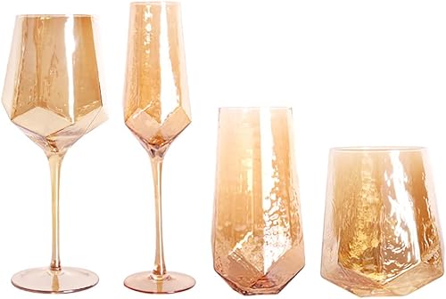 Miniatura 10 de Copas de vino ámbar vintage, juego de 2 copas de vino de tallo largo, copas de champán, copas de copa sin plomo, elegantes copas de vino ideales