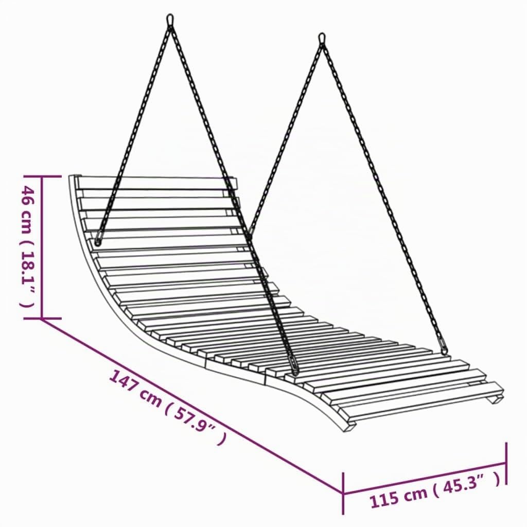 vidaXL Bugholz Bett-Schaukel Teak-Finish Massivholz Hängeschaukel Gartenliege Bett Sonnenliege Gartenschaukel Gartenmöbel 115x147x46cm