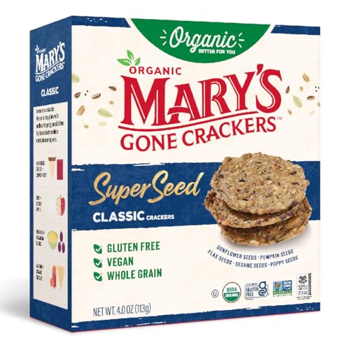 Mary's Gone Crackers Super Seed Crackers, Classic, 4 Ounce (Pack of 1), Organic Plant Based Protein,...