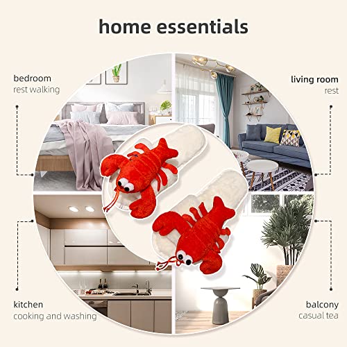 HANDKEI Men's women's fur slippers Winter fluffy lobster slippers Funny crab indoor slippers Open-toed slippers2