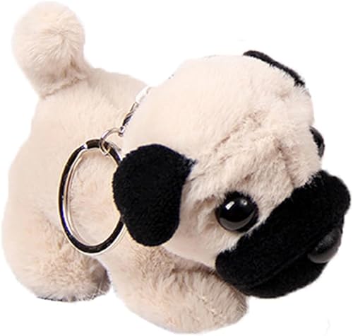 JIANEEXSQ Lindo perro de peluche realista Pug de peluche de cachorro, muñeca de peluche realista Pug mochila regalo pandent