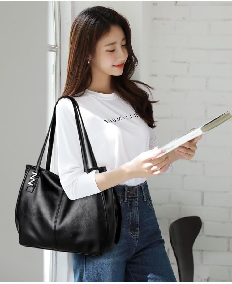 Large Tote Bag for Women Vegan Leather Tote Bag Shoulder Bag Handbags Purse Hobo Bag - Image 2