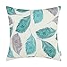 CaliTime Canvas Throw Pillow Cover Case for Couch Sofa Home Decoration Peacock Feathers 18 X 18 inches Grey Teal Turquoise
