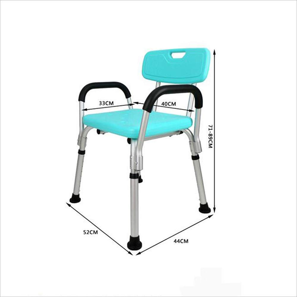 Taburete para Asiento de Ducha para baño, cinturón Antideslizante, Respaldo con apoyabrazos, Silla de Ducha, Azul