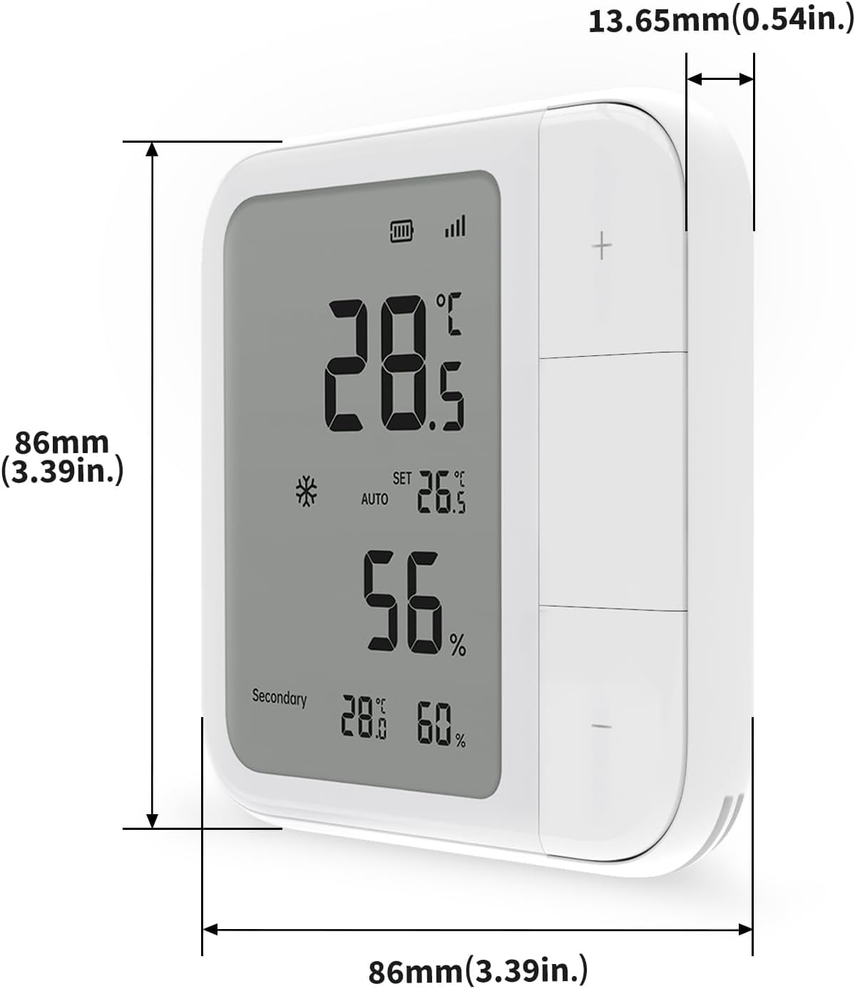 Aqara Raumthermostat W100, Temperatur & Luftfeuchtigkeit Überwachung, Wireless, Fernsteuerung HVAC, 3 Anpassbare Tasten, Matter,Thread/Zigbee, HomeKit, Funktioniert mit Apple Home, Alexa, Google