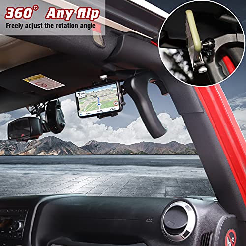 Voodonala for Jeep JK Front Metal Grab Handles & Phone Holder Mount for Jeep Wrangler 2007-2018 JK JKU 2 & 4 Door by Voodonala - Image 2