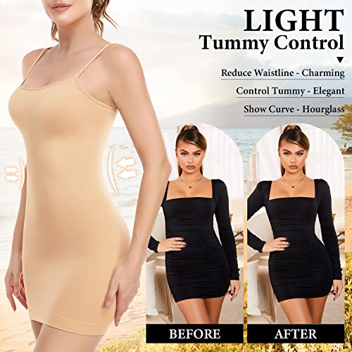 Tummy Control Slip For Women Under Dress Shapewear Full Slip Slimming Body Shaper Spaghetti Straps Nude Medium #TOP1