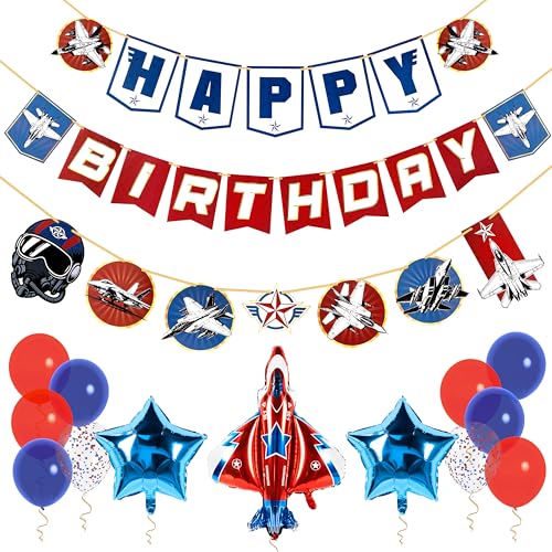 Pirese Fighter Jet Birthday Decorations, Air Force Party Decorations Kit