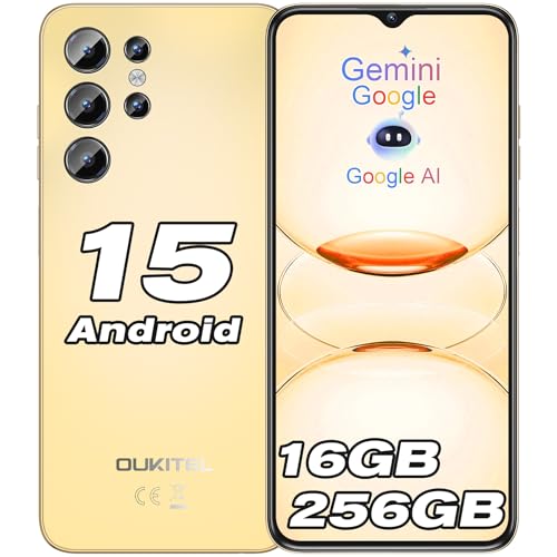 OUKITEL C1 Pro Handy Ohne Vertrag Android 15, 16GB+256GB/1TB Smartphone Ohne Vertrag, 5150mAh Handys, 6.52' HD+, 13MP Kamera Simlockfreie Handys, Gemini AI/Dual 4G SIM 3 Steckplatz/Fingerprint