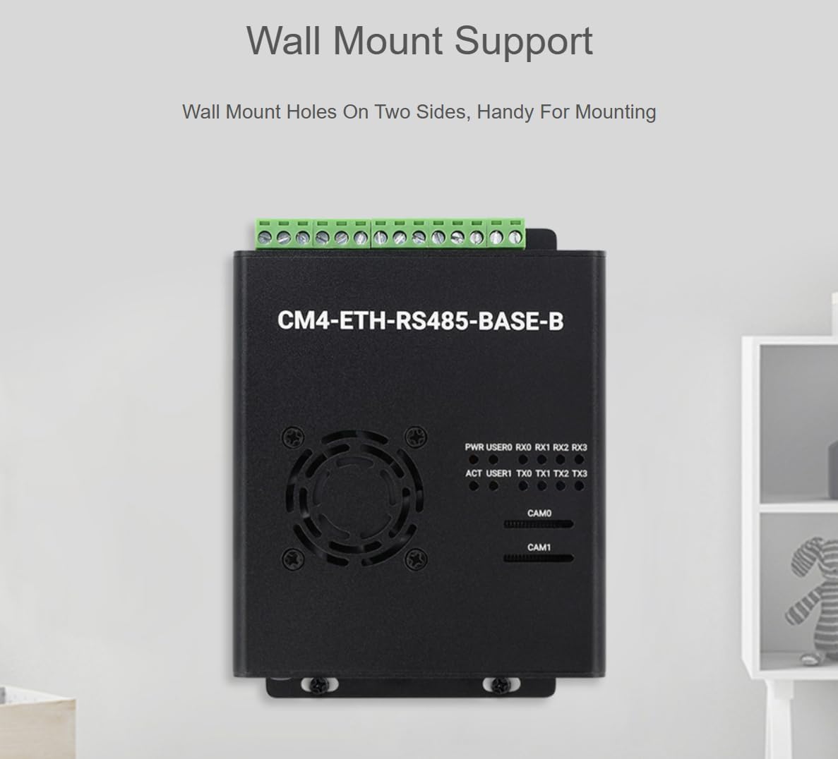 Dual ETH Mini-Computer Compatible with Raspberry Pi Compute Module 4(NOT Included) Gigabit Ethernet 4CH Isolated RS485 USB2.0