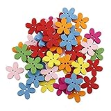100pcs Colorful Flower Flatback Wooden Buttons Sewing Scrapbooking Craft for kids