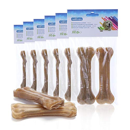 Nobleza - Hueso Prensado para Perros Fortalecedor de Dientes Stick Dental Dog Snack， Hueso de Nudillos de Cuero Crudo， Hueso para morder， 12.5cm，12pcs