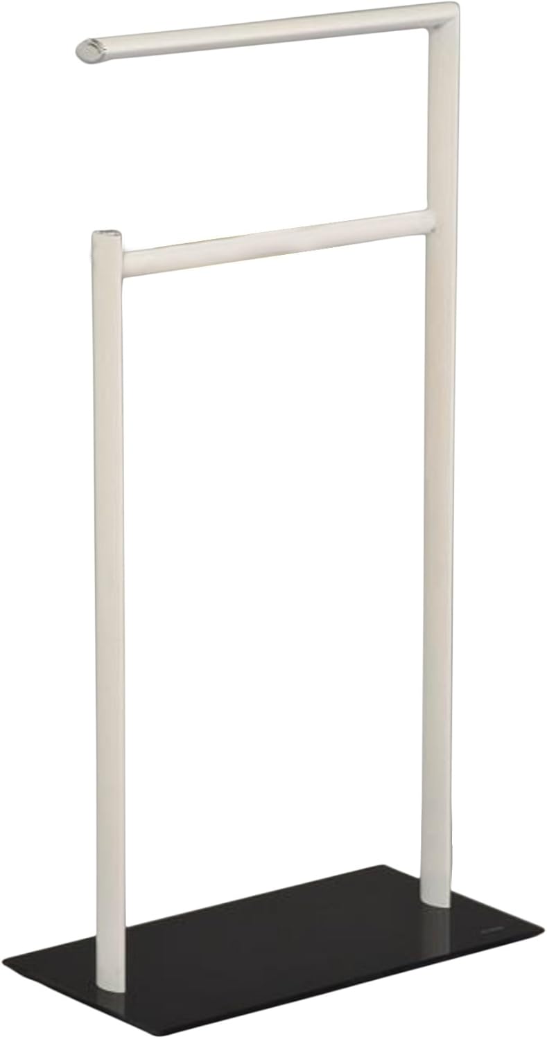 Kings Brand White Metal with Black Glass 2 Bar Free Standing Towel Rack Stand