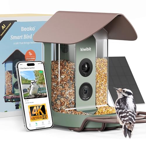 Beako™ Smart Bird Feeder with 4K Camera No Subscription Required, Solar Powered - Ultra HD Live Stream, AI identifies10,000+ Species, Real-Time Bird Notification, Ideal Birdwatching Gift for Birdlover
