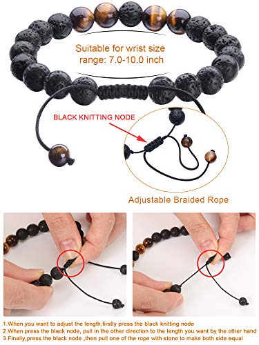 Tatuo 4 Pcs Lava Rock Bracelet for Men Bead Chakra Essential Oil Diffuser Bracelets Jewelry Gift3