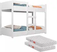 Beliche Infantil 2 em 1 Transforma- se em Minicama 100% MDF com Grades de Proteção e Escada Segurança e Conforto para crianças Acompanha 2 Colchões de 1,50m para mais Praticidade (Branco)