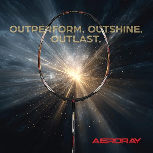 Image of TANSO Black Aeroray Strung Professional Badminton Racket (35 Lbs Tension, 6.5mm Ultra Slim Solid Shaft, Recommended by Padukone School of Badminton)