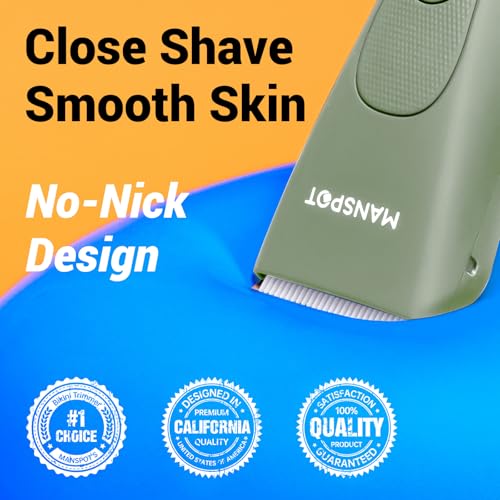 Image of MANSPOT Trimmers For Man, Electric Body Shaver Balls Trimmer Rechargeable with Hypoallergenic Ceramic Blade, Waterproof Wet /Dry Men's Body Groomers for Body Balls Legs Pubic Private Parts Hair (Green)