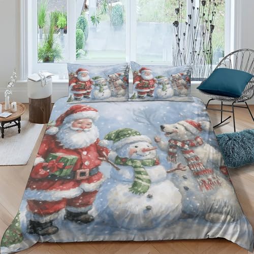 Housse de couette Noël 3D avec fermeture éclair cachée lavable en machine - 2