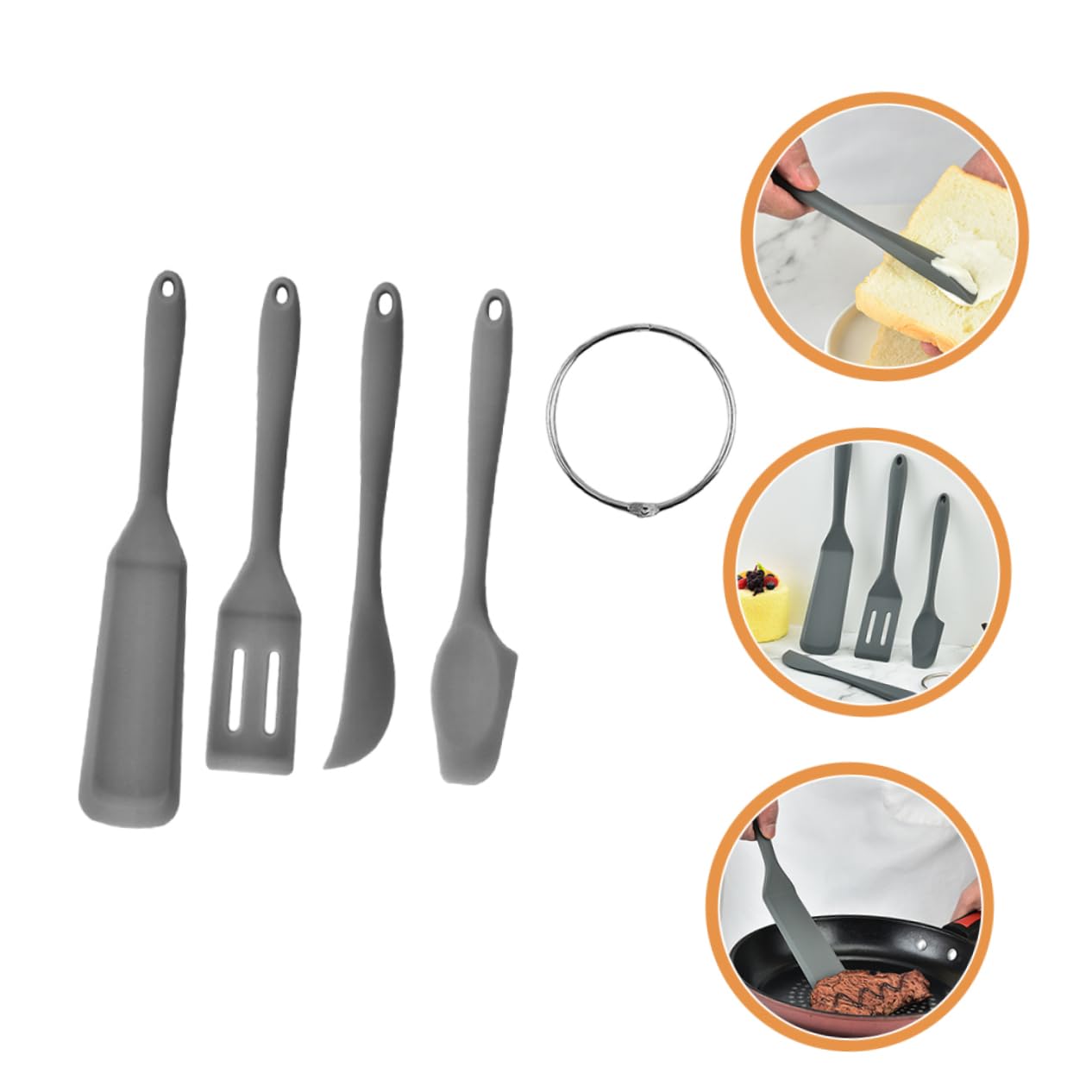 DECHOUS Silicone Spatula Set 4 Piece Baking Gadgets for Kitchen Use Spreader Stirrer Scraping Tool Butter Jam Dessert Easy to Clean Storage Hanger