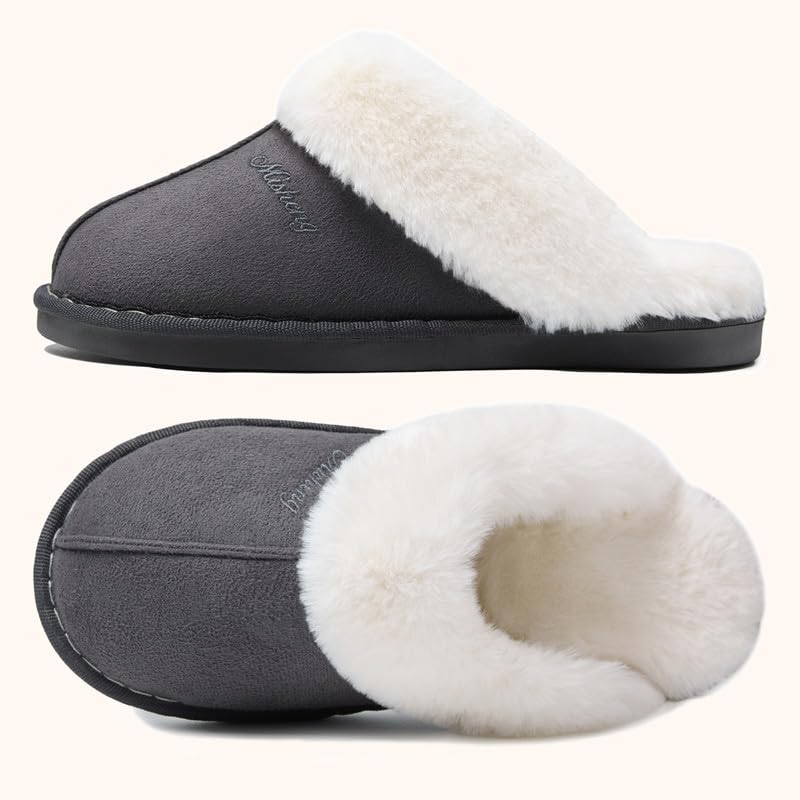 Misolin Pantofole Scamosciate da Donna Uomo Invernali Interne Ciabatte Casa Morbida Autunno Inverno Memoria Schiuma Pavimento Indoor Outdoor