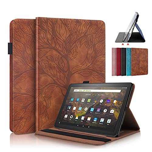「Doo」Fire Max 11用ケース 2023モデル ファイヤー マックス 11 11インチ レザーケース Pencil収納可能 2段階スタンド カード収納 木の紋 エンボスのデザイン 超軽量 薄型 指紋防止 防衝撃 全面保護型 スマートカバー Fir