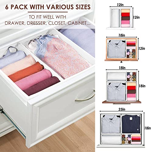 Image of Criusia 6 Pack Clothes Drawer Organizer, Fabric Foldable Closet Dresser Drawer Organizer for Clothing, Bra Sock Underwear Drawer Organizer for Nursery Dorm Bedroom Organization (6 Bins, White)