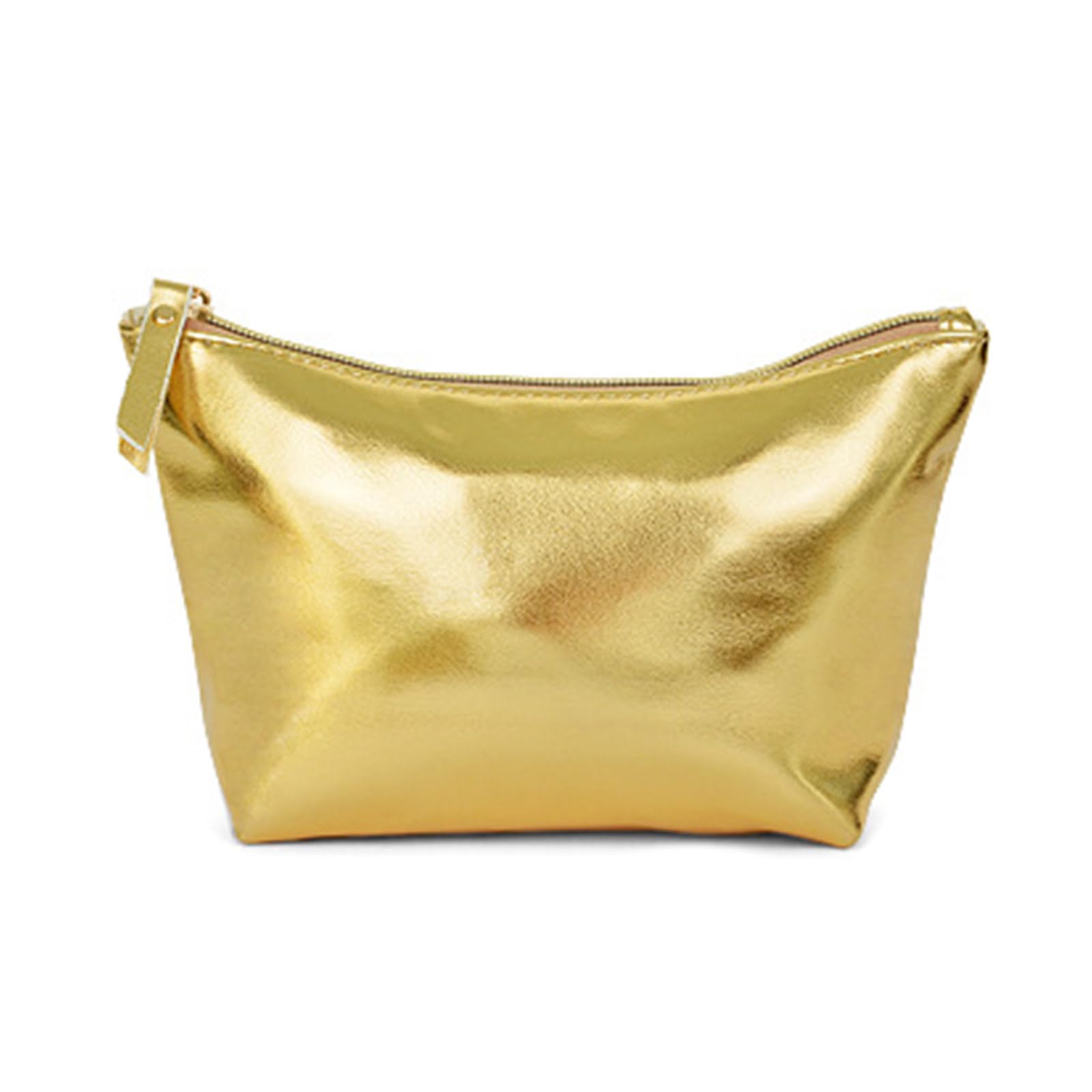 HISYI Makeup Bags Handheld Gold Makeup Bag Handy PU Leather Makeup Pouch Cosmetic Travel Organizer Versatile Storage Bag for Daily Use
