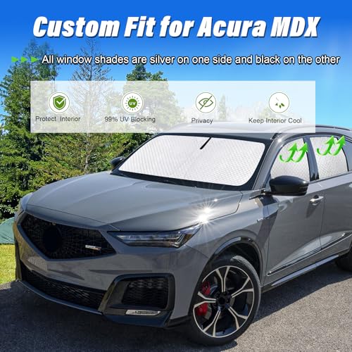 Image of KMF Windshield Sun Shade Replacement for Acura MDX Accessories 2021-2024, Side Window Sun Shade Cover Sun Visor Shield Cover, Rear Window Sunshade for Camping /Baby UV Block and Privacy Protect