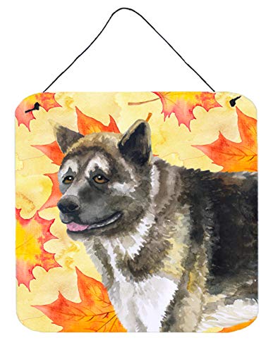 Caroline's Treasures BB9930DS66 American Akita Fall Wall or Door Hanging Prints, Yellow Aluminum Metal Sign Kitchen Wall Bar Bathroom Plaque Home Decor, 6x6, Multicolor