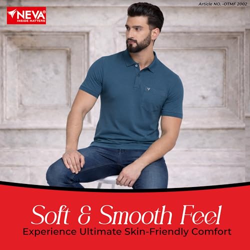 Image of NEVA Men's Regular Fit Half Sleeve Polo Neck T-Shirt with Chest Pocket