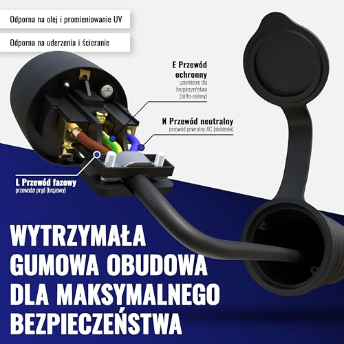 Poppstar 3x gumowe gniazdko z klapką ochronną, (2-biegunowe, 230V, 16A, IP44), wodoodporne, do użytku zewnętrznego, czarne