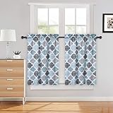 Haperlare Tier Curtains, Geometric Pattern Short Window Curtain for Bathroom, Cotton Blend Trellis D