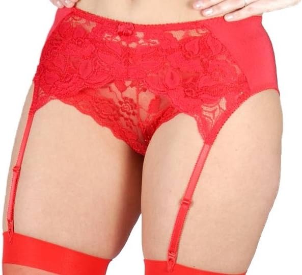 Classified Black RED White DEEP LACE Suspender Belt S 6-8/M 10-12/L 14-16/XL 18-20 (XL 18-20, Red)