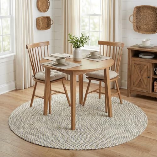 Super Area Rugs Yellow & White Cotton Braided Rug 4' Round