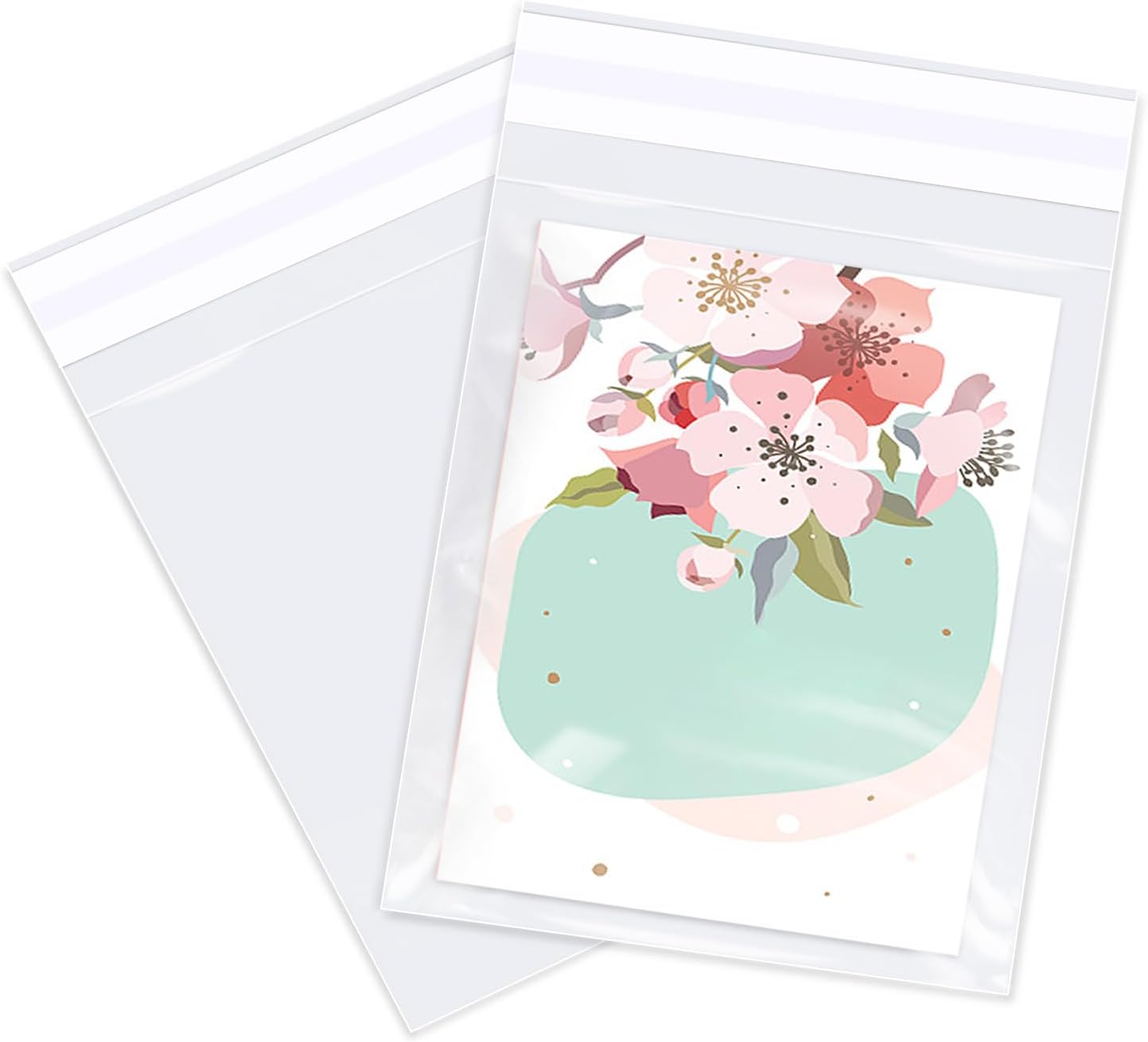 5" x 7" (1000 Count) Clear Cellophane Bags - Self Sealing Cello Plastic Poly Bags- for A2 A4 A6 Cads & Envelopes, Bakey, Cookies, Candies