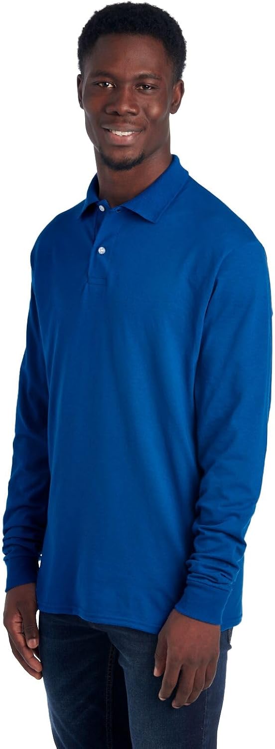 Jerzees Mens Men's Long Sleeve Polo Shirts, Cotton Blend, Two Button Closure, Regular Fit, Sizes S-2x - Image 5