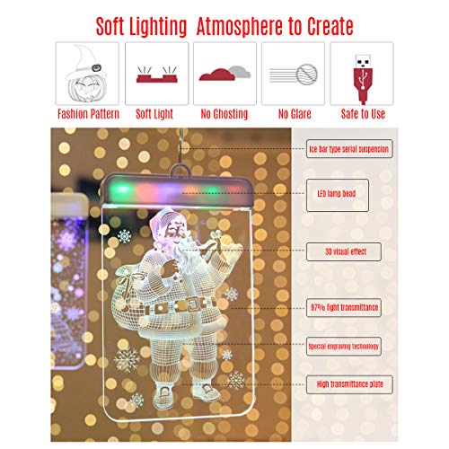 Btuty Decoração de luzes de cordas de cortina de LED para festa de Natal Efeito visual 3D com alimen