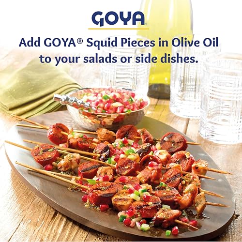 Jumbo Canned Squid by Goya, Canned Seafood, Tinned Squid, Octopus Style Squid Pieces in Olive Oil, 4oz. Can - Thumbnail 5