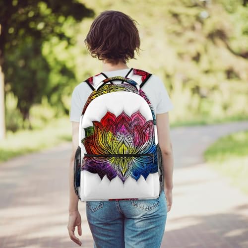 Sac à dos d'école mandalas fleur de lotus multicolore au format 29.4x20x40cm