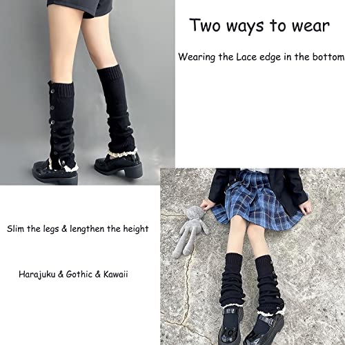 Image of Leg Warmers Harajuku with Lace Button Knit Harajuku Japanese Style Kawaii Lolita Gothic Flared and Loose Fit