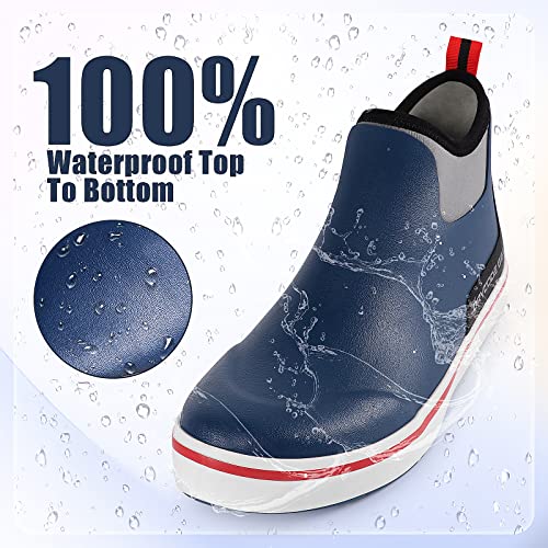 Drycode Rain Boots Men, Waterproof Fishing Deck Boots, Anti-Slip Ankle Rubber Boots, Outdoor Wide Calf Rain Shoes For Mens Boating, Womens Gardening, Size 5 #TOP1