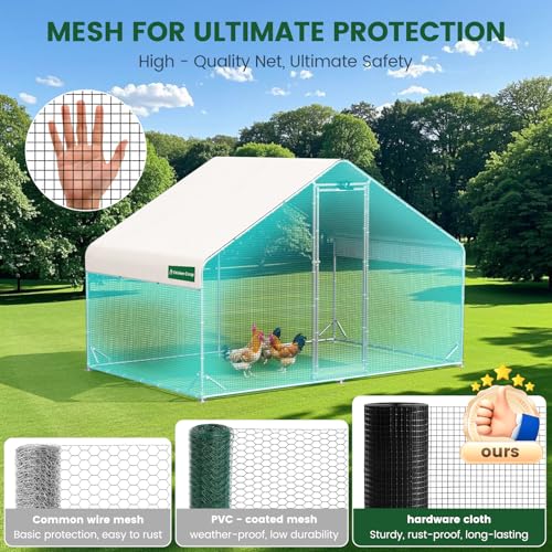 Image of CHIKENCOOP 9.8x6.5x6.5ft Metal Chicken Coop, Hardware Cloth, Solar Light