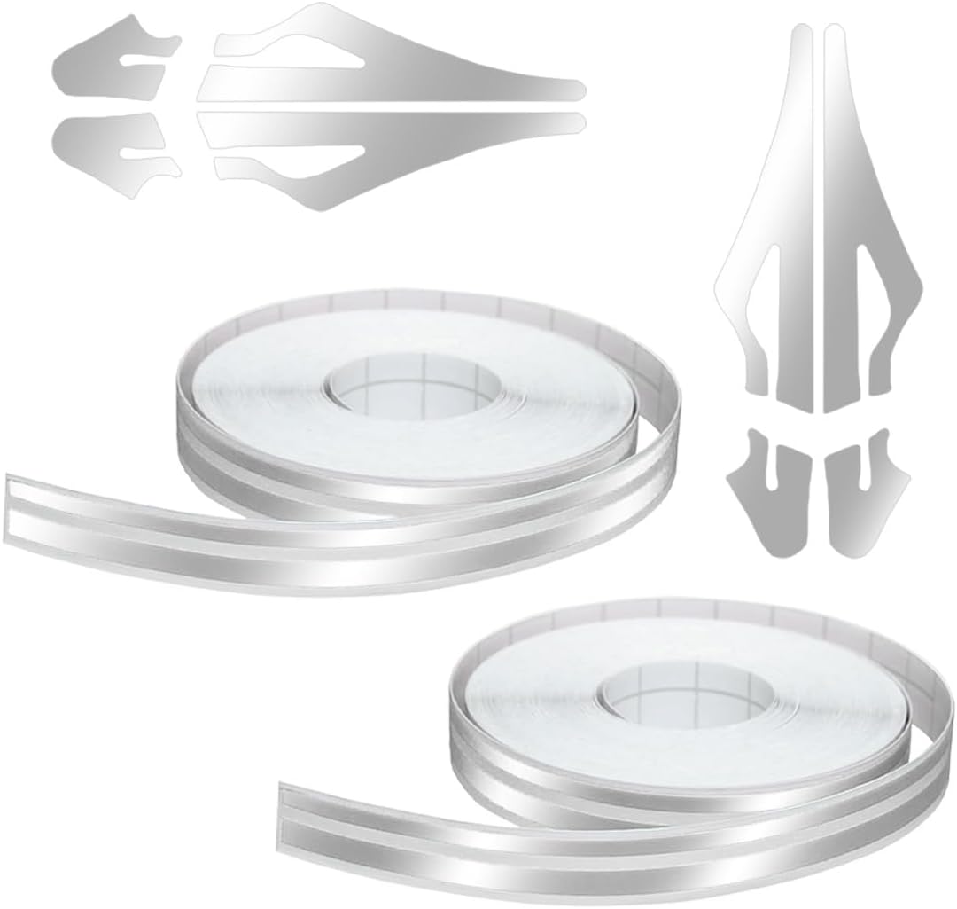 2 Rolls32Ft Car Vinyl Pinstriping Tape Stripe Decal, DIY Auto Striping Tape Emblems Trim, Universal for Motorcycle Door Home Musical Instrument (Silver)
