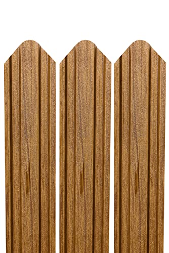 Romexpres - Valla de listones metálicos, paquete de 10 postes metálicos, marrón, gris, negro (140 cm, imitación de roble marrón claro)